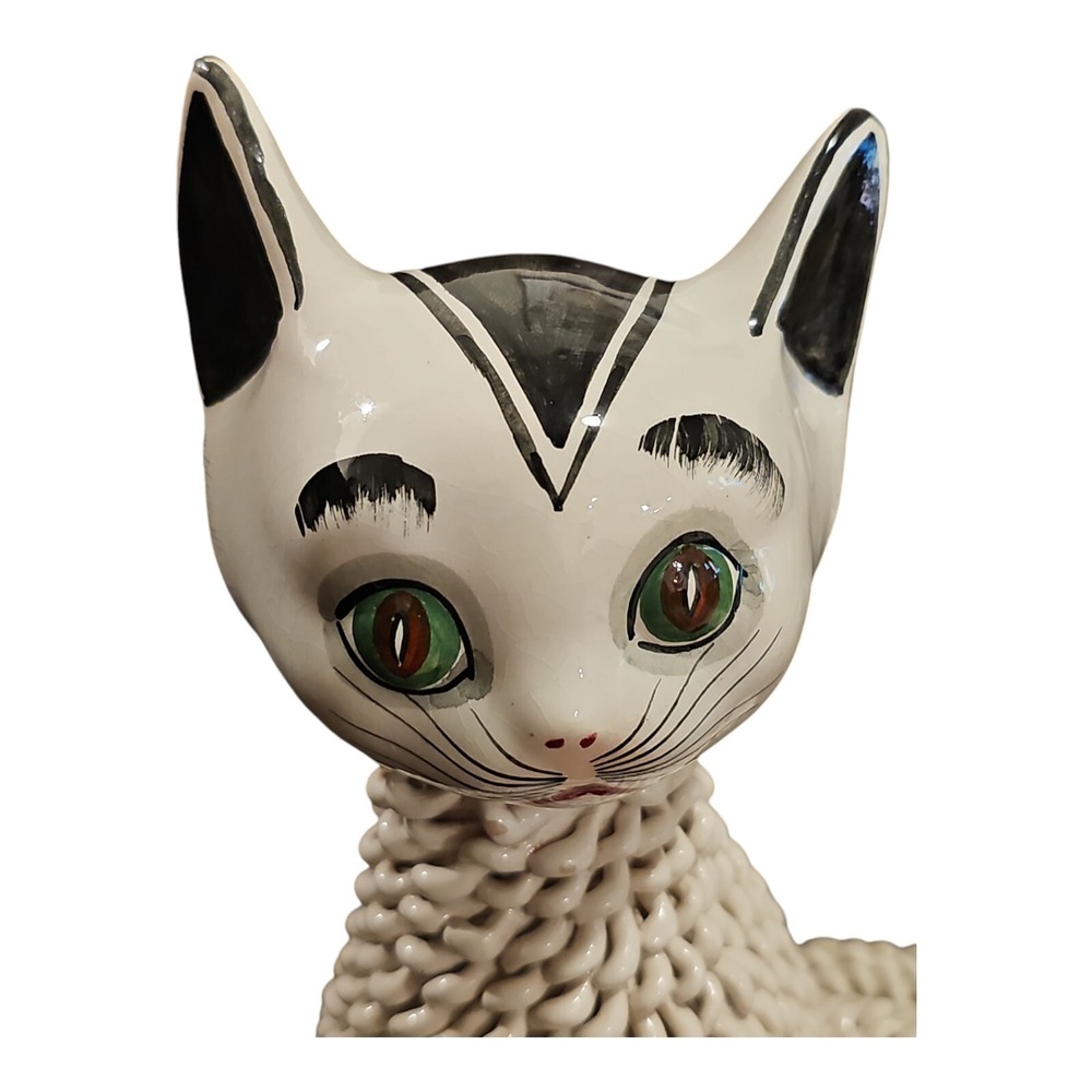 Rare 1950s Gatto, Mid-Century Italian Ceramic Cat Sculpture Spaghetti Pottery - Picture 3 of 16